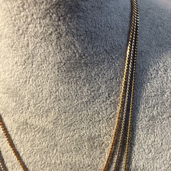 Vintage Krementz 3 Strand Multi Tone Chain Necklace Rose, Yellow Gold & Silver - Picture 6 of 8